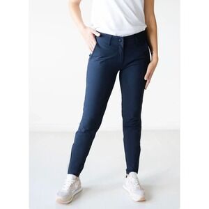 Abendroth Peggy Pant Navy Performance‎ Golf Pants Stretch Zip Ankle Size 8
